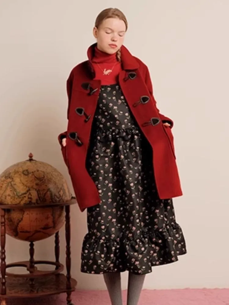 Red Wool Cashmere Cowl Coat【s0000006456】