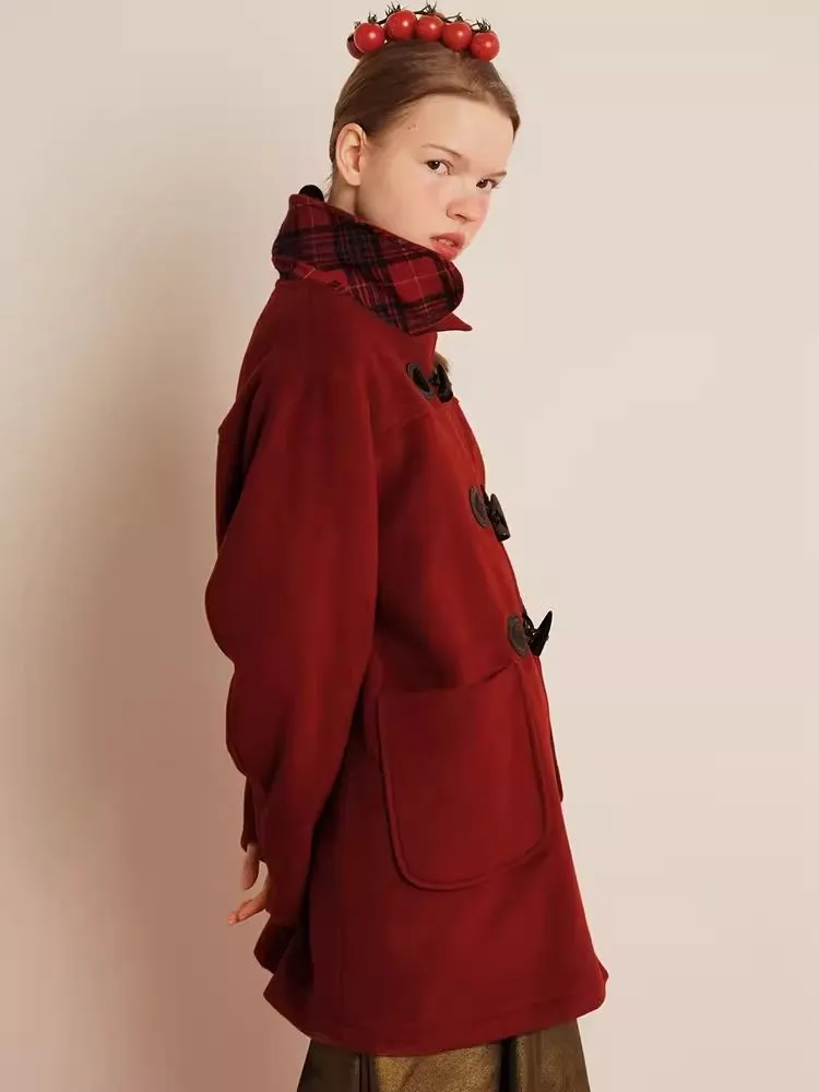 Red Wool Cashmere Cowl Coat【s0000006456】