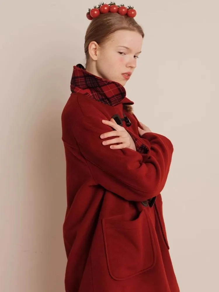 Red Wool Cashmere Cowl Coat【s0000006456】