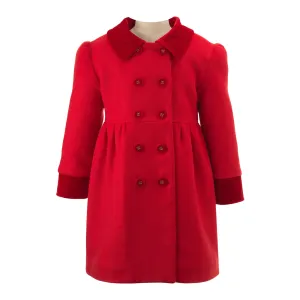 Red Wool Velvet Trimmed Coat