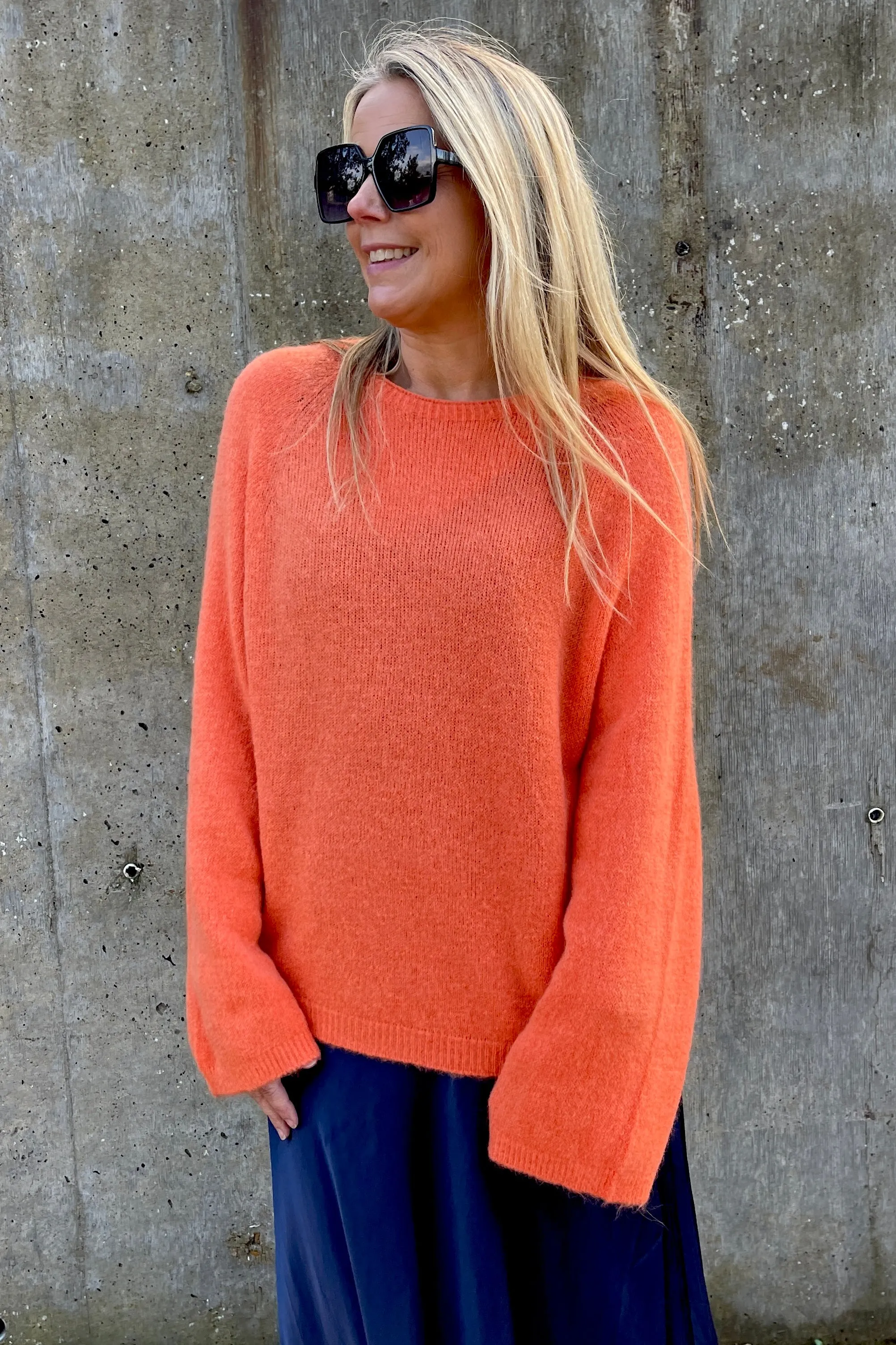 Reese Long Sleeve Alpaca Blend Crew Knit Jumper | Tangerine