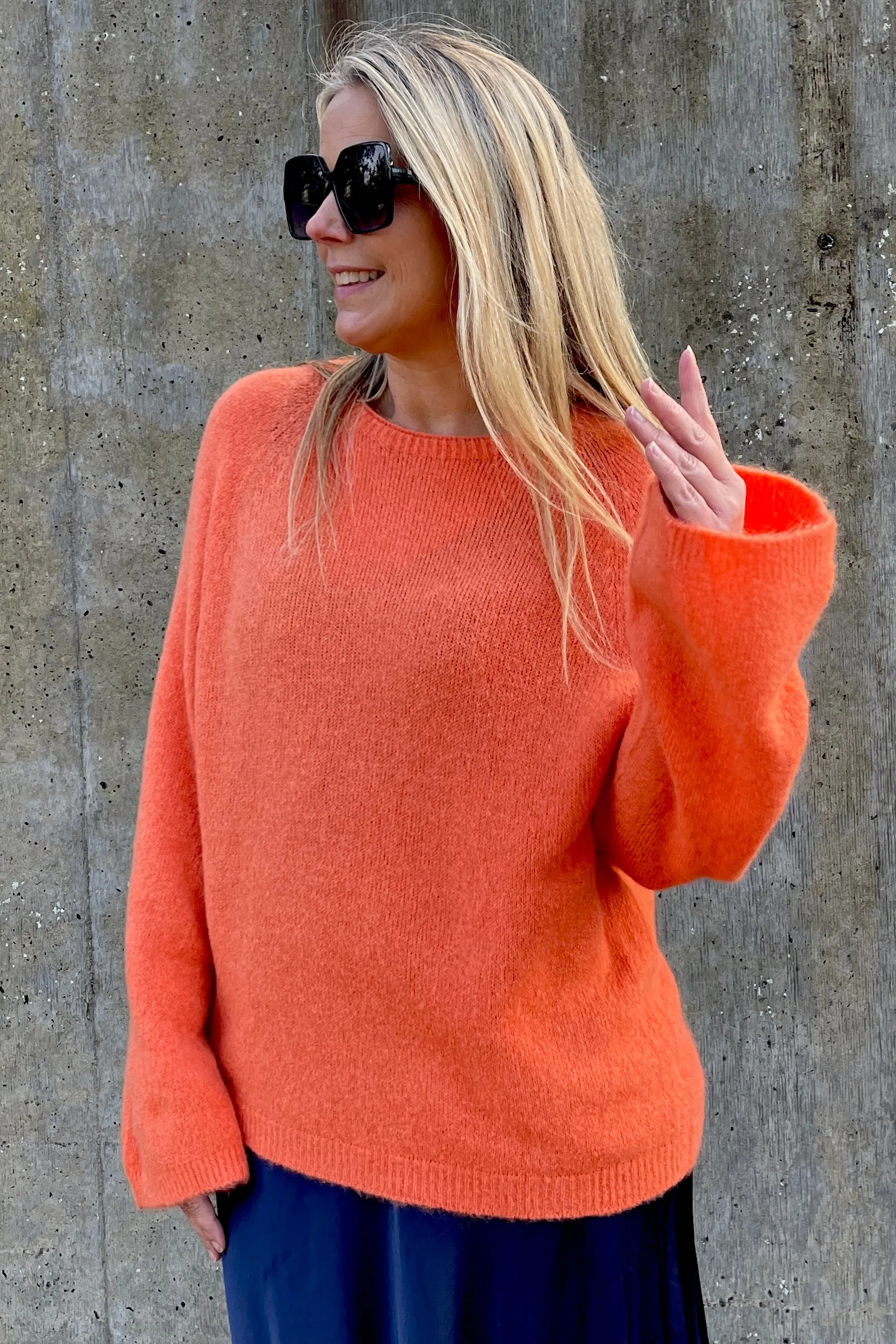 Reese Long Sleeve Alpaca Blend Crew Knit Jumper | Tangerine