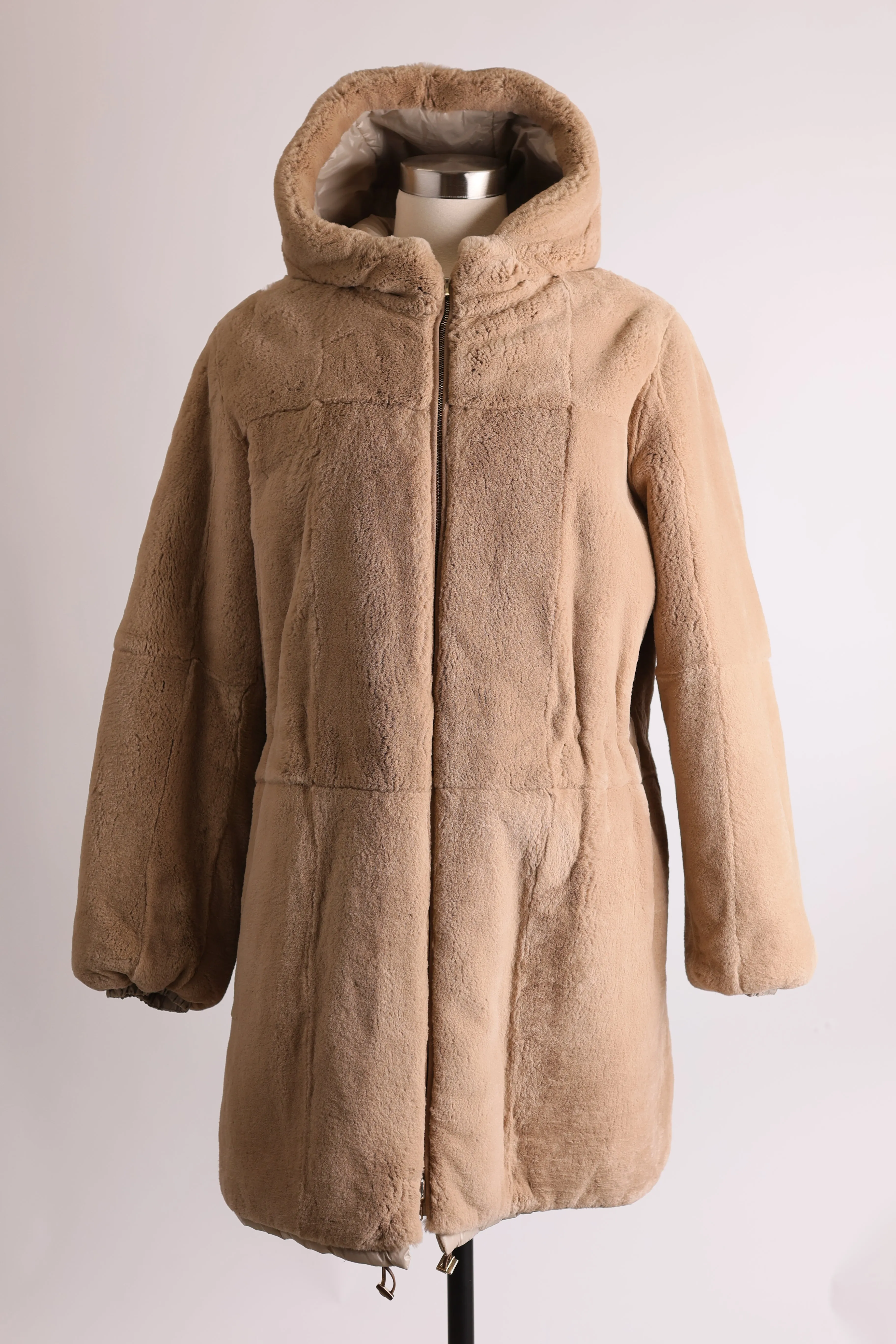 Reversible Rabbit Fur & Waterproof Poly Coat