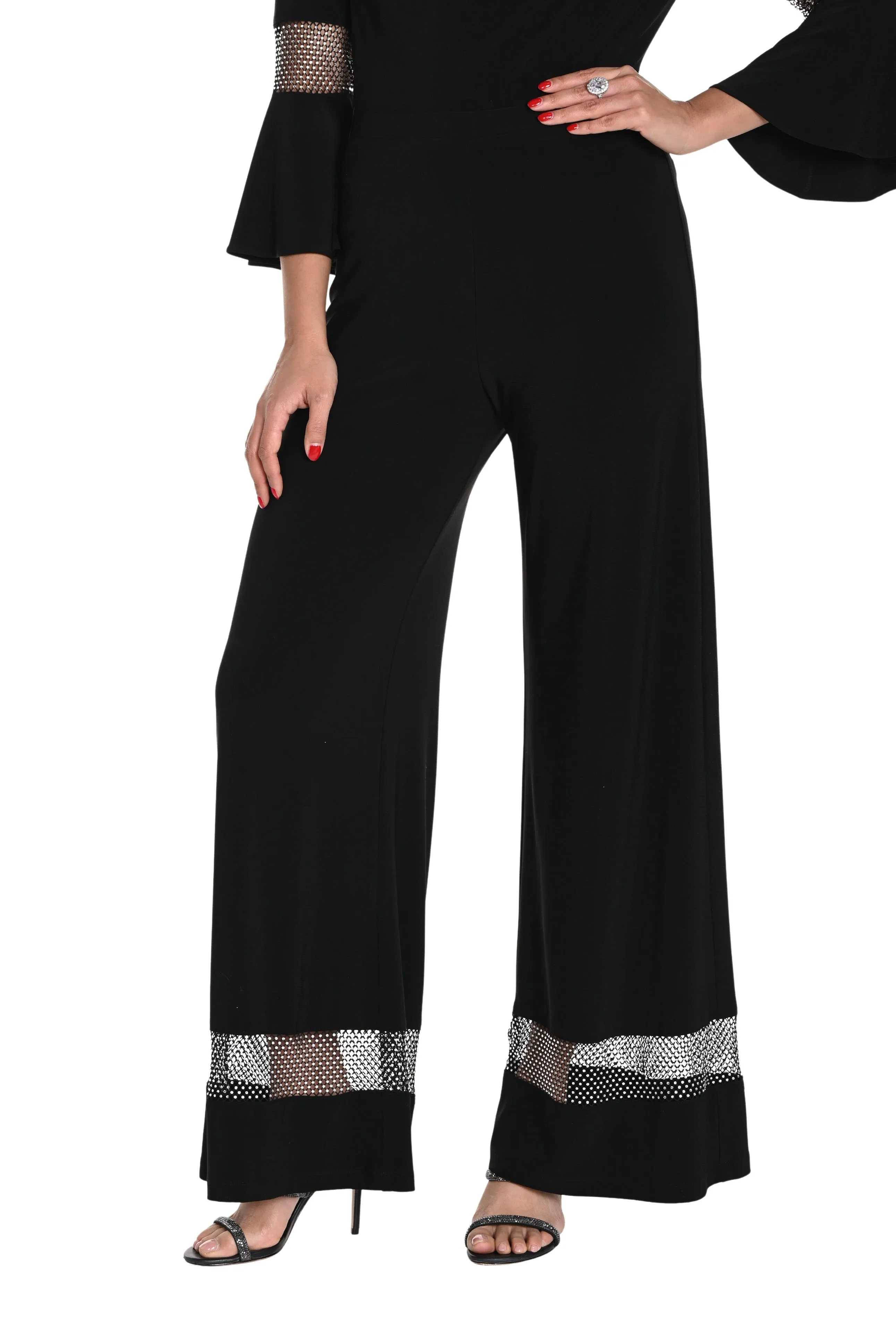 Rhinestone Detail Wide-Leg Trousers