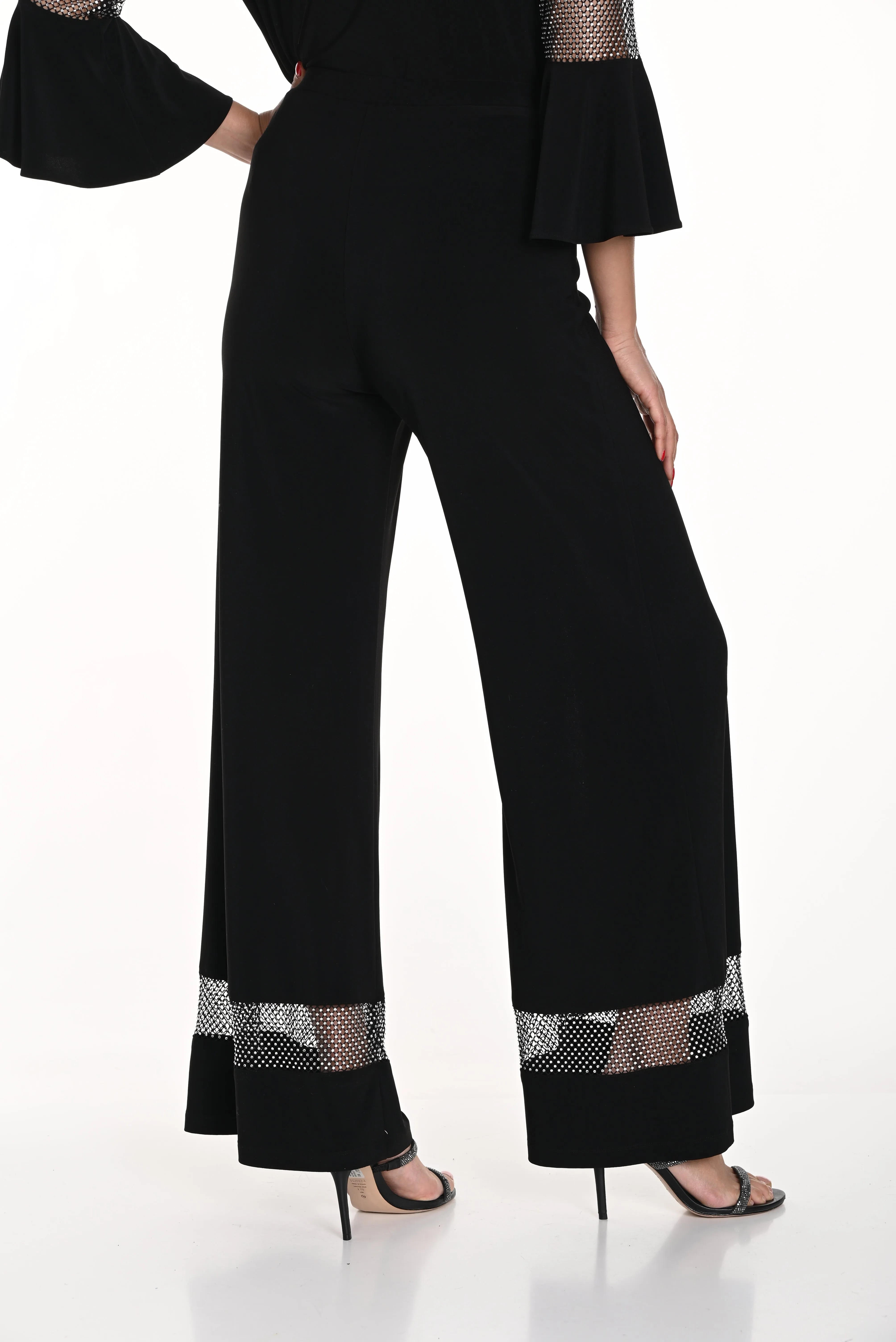 Rhinestone Detail Wide-Leg Trousers