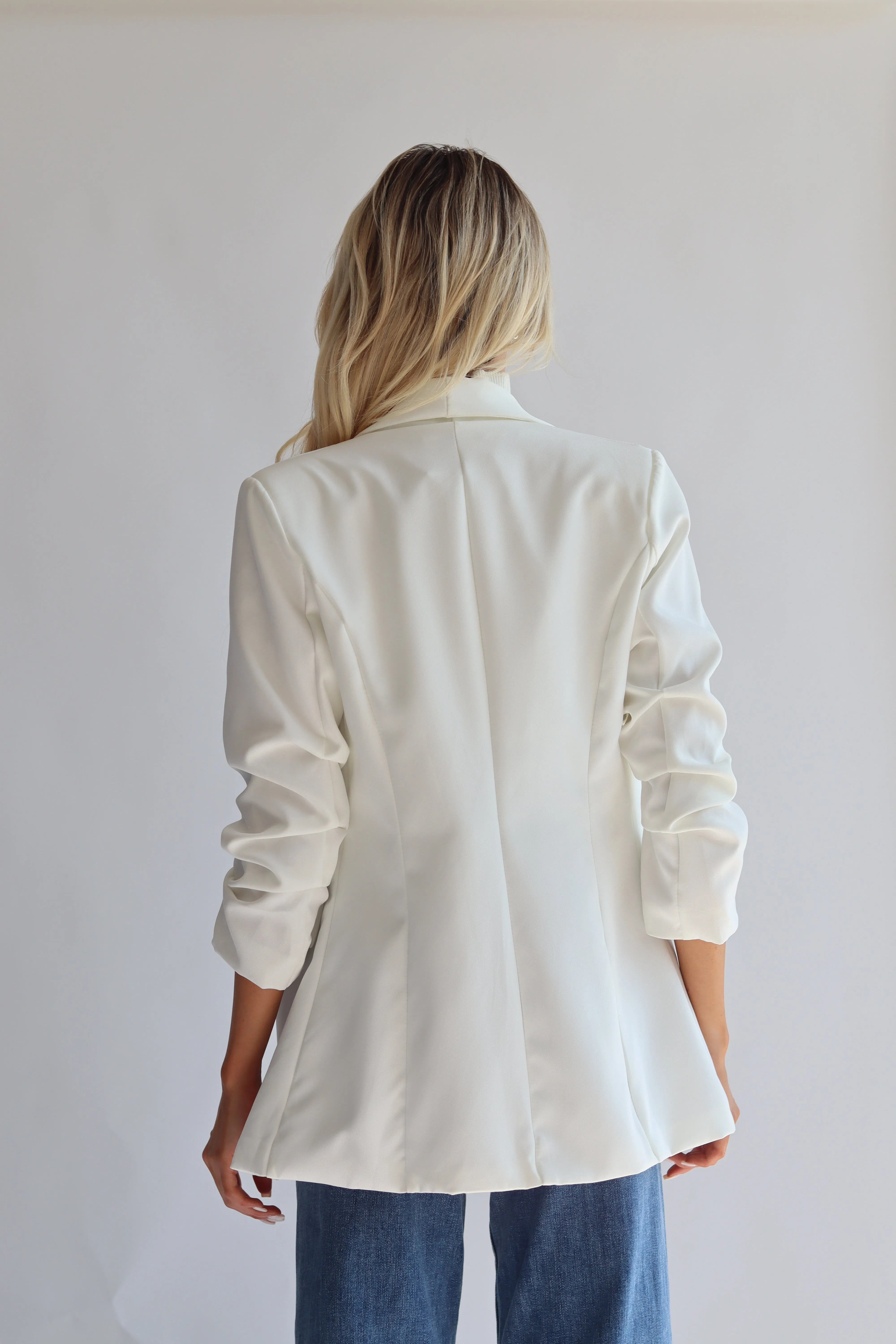 Ruched Sleeve Blazer