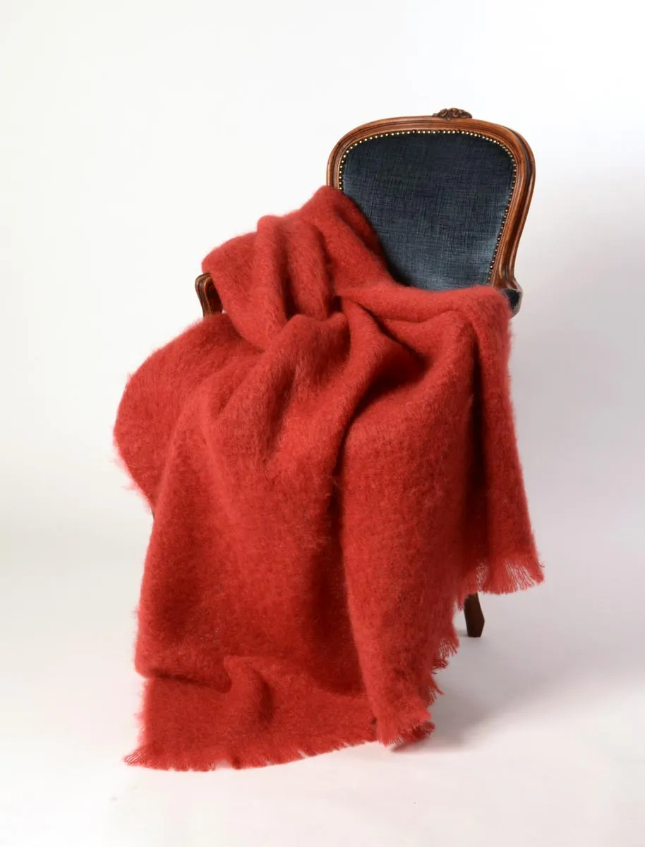 Russet Red Mohair Chair Throw