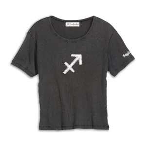 Sagittarius Stitch - Baby Tee - Black Snow