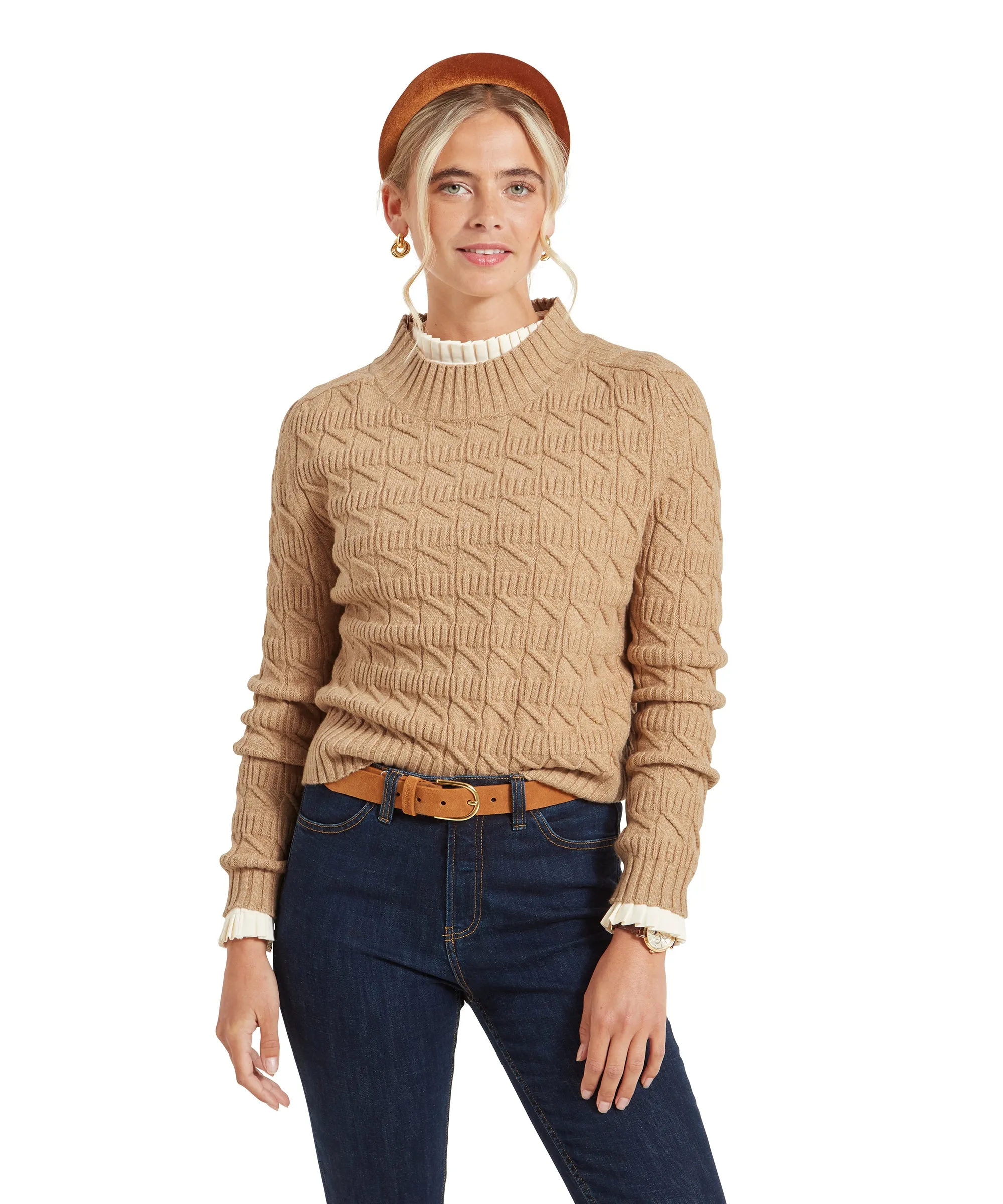 Sandsend Cable Jumper - Warm Sand