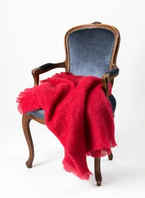 Scarlet Red Mohair Throw Blanket