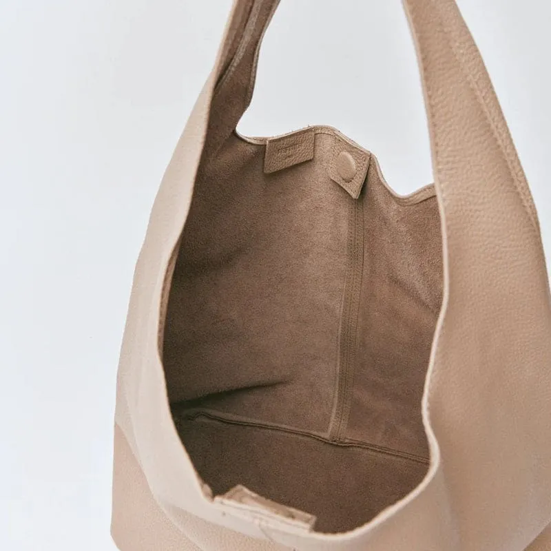 Scarlett Leather Hobo | Beige