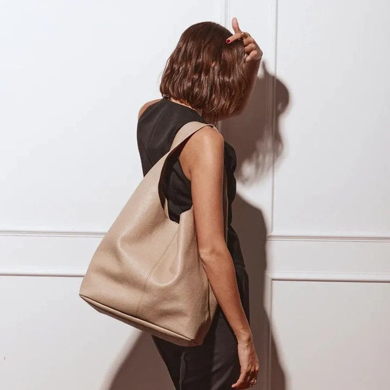 Scarlett Leather Hobo | Beige