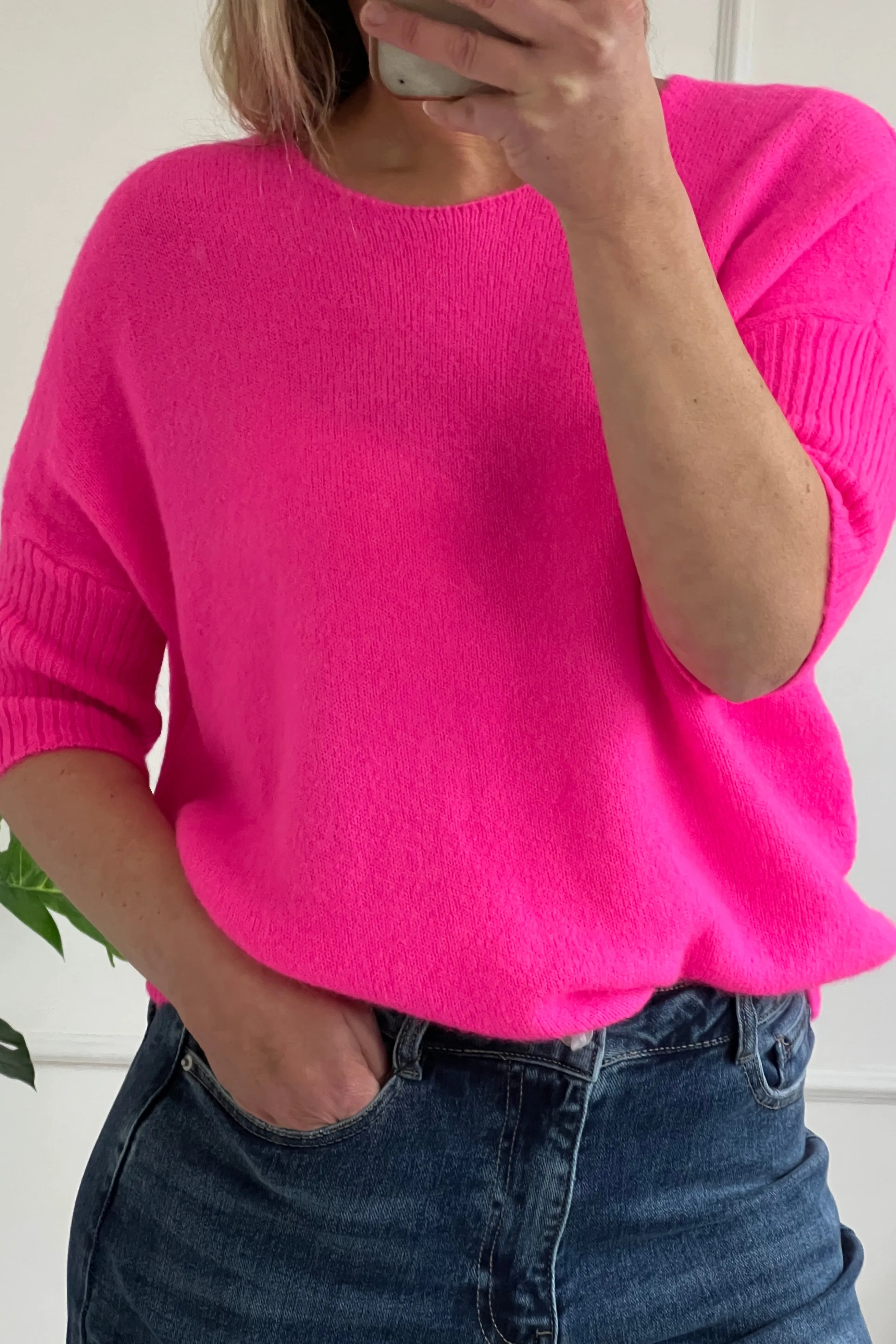 Scottie Alpaca Blend Crew Knit Jumper | Neon Pink