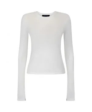 SHEER ESSENTIALS LONG SLEEVE TOP - CREAM