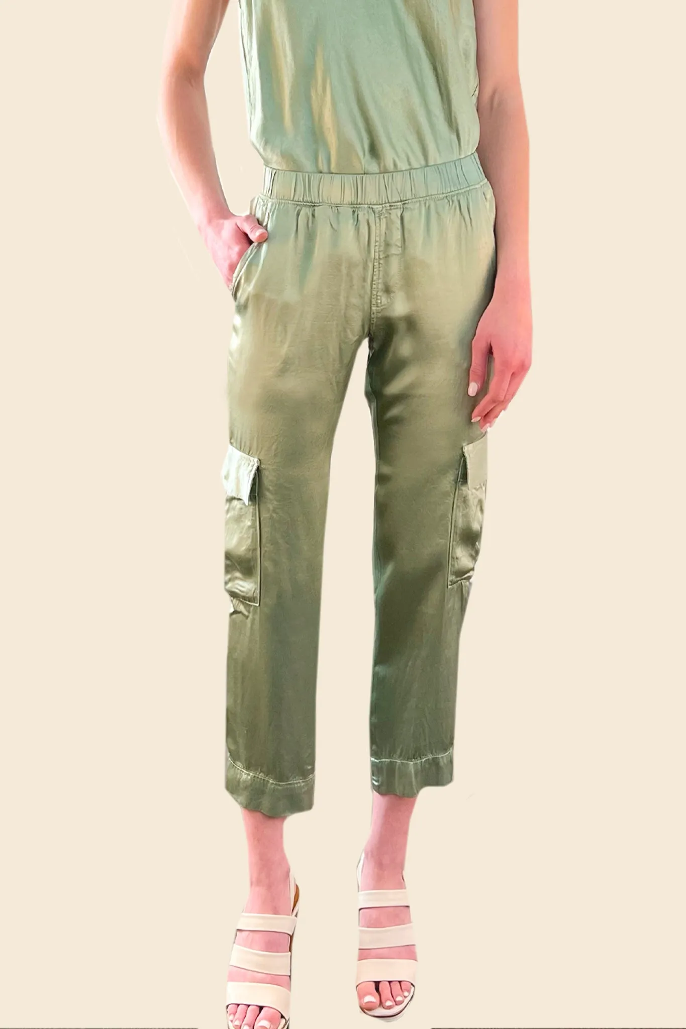 Silky Cargo Pant - Green Tea