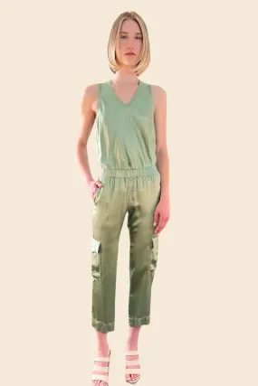 Silky Cargo Pant - Green Tea