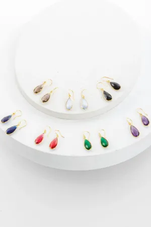 Single Gemstone Drop Earrings