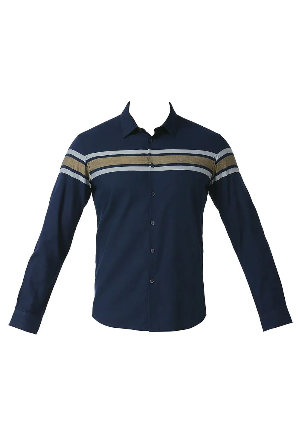 Slim Fit Cotton Twill Dobby Weft Eng Stripe Shirt