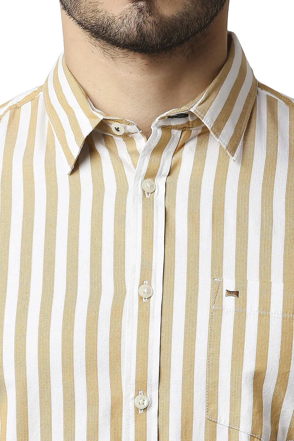 Slim Fit Herring Bone Stripe Halfsleeves Shirt