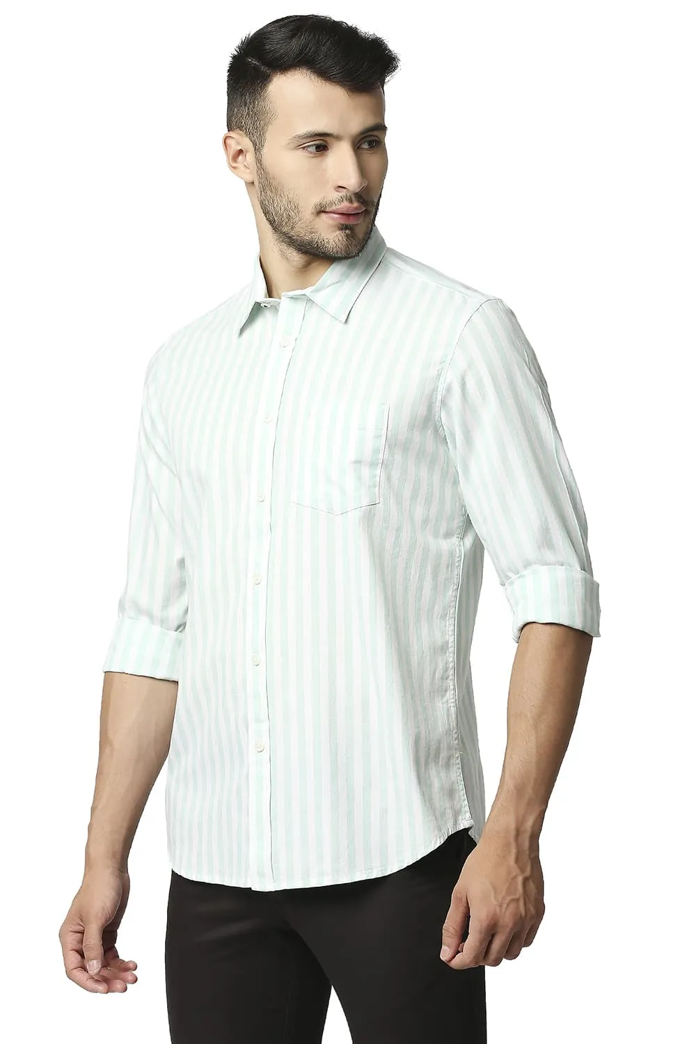 Slim Fit Herring Bone Stripe Shirt