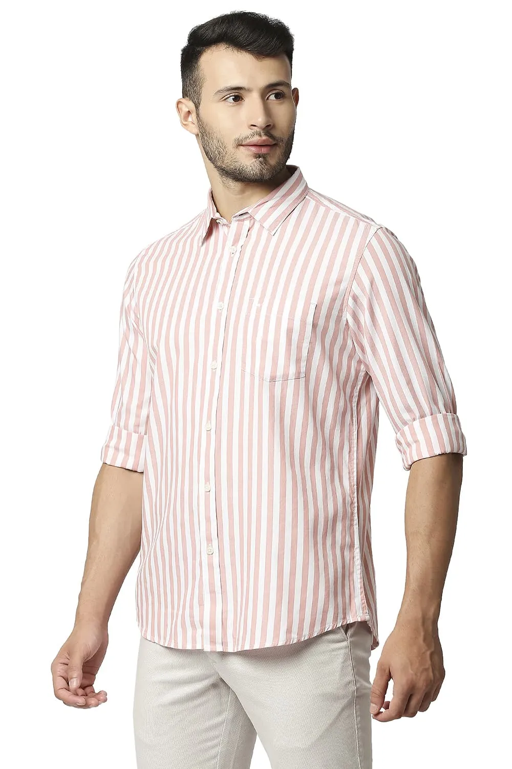 Slim Fit Herring Bone Stripe Shirt