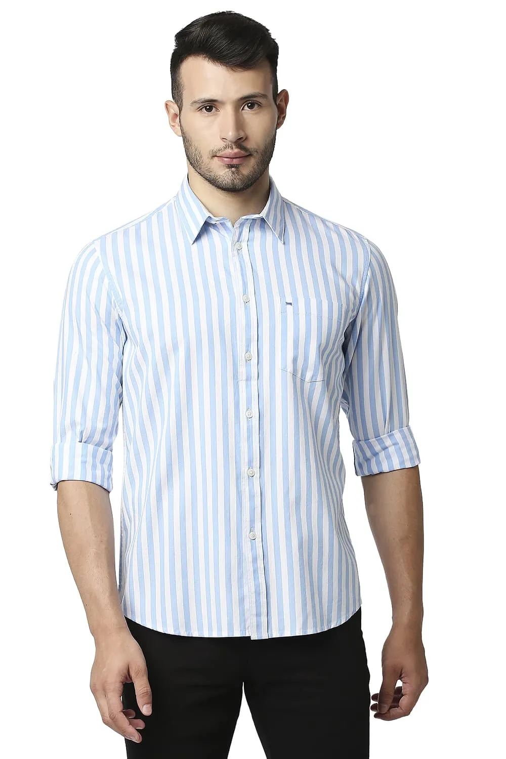 Slim Fit Herring Bone Stripe Shirt