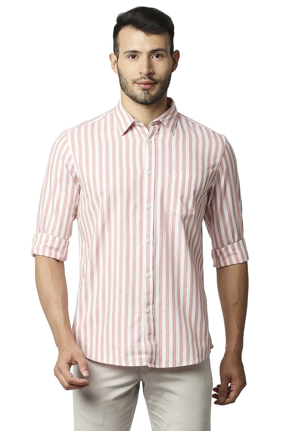 Slim Fit Herring Bone Stripe Shirt