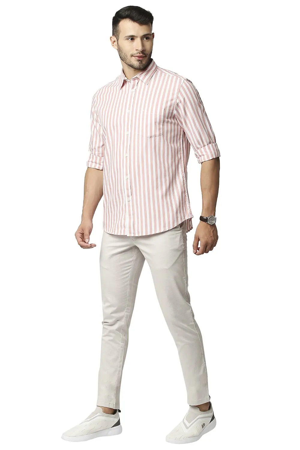 Slim Fit Herring Bone Stripe Shirt