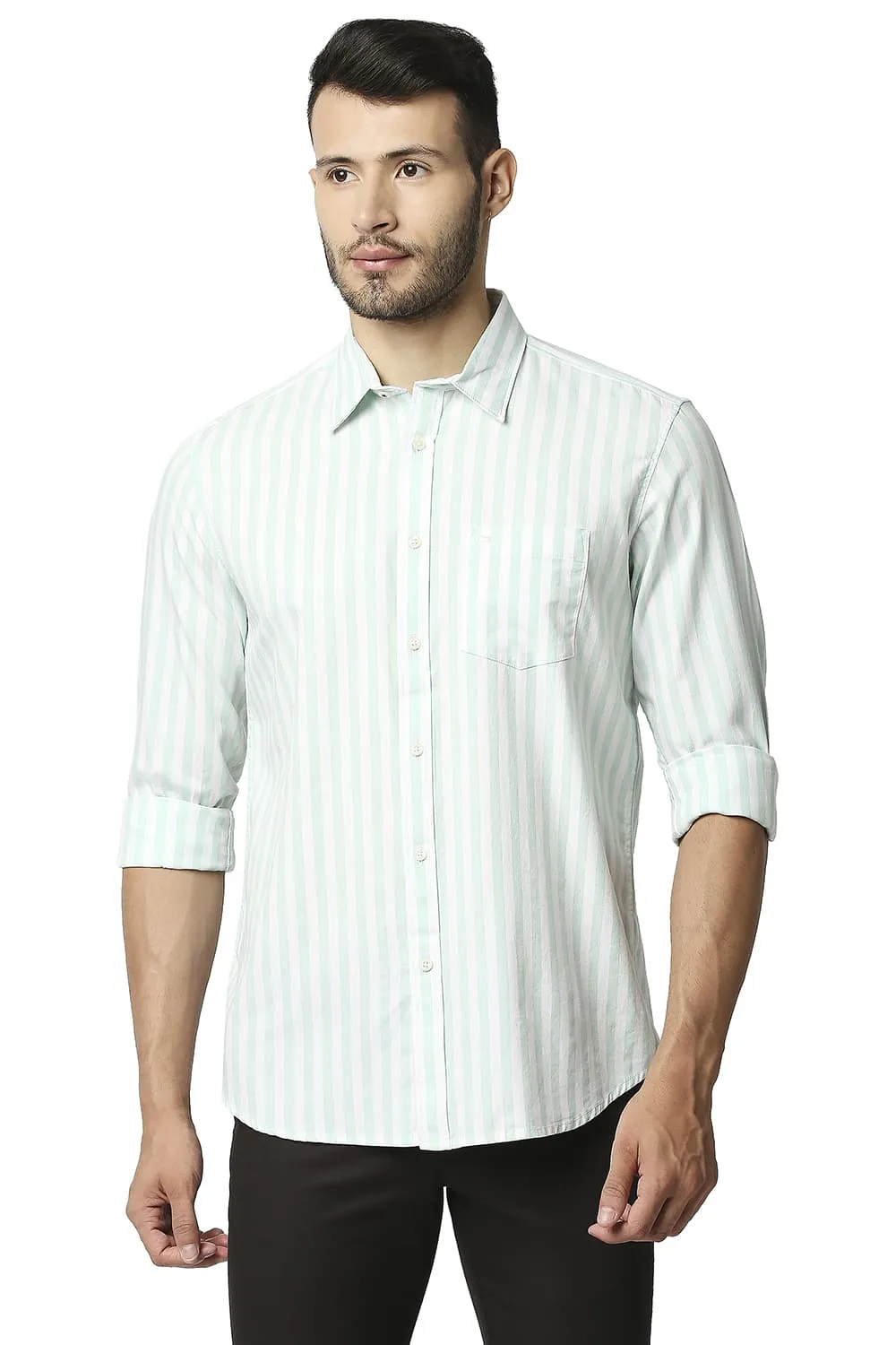 Slim Fit Herring Bone Stripe Shirt