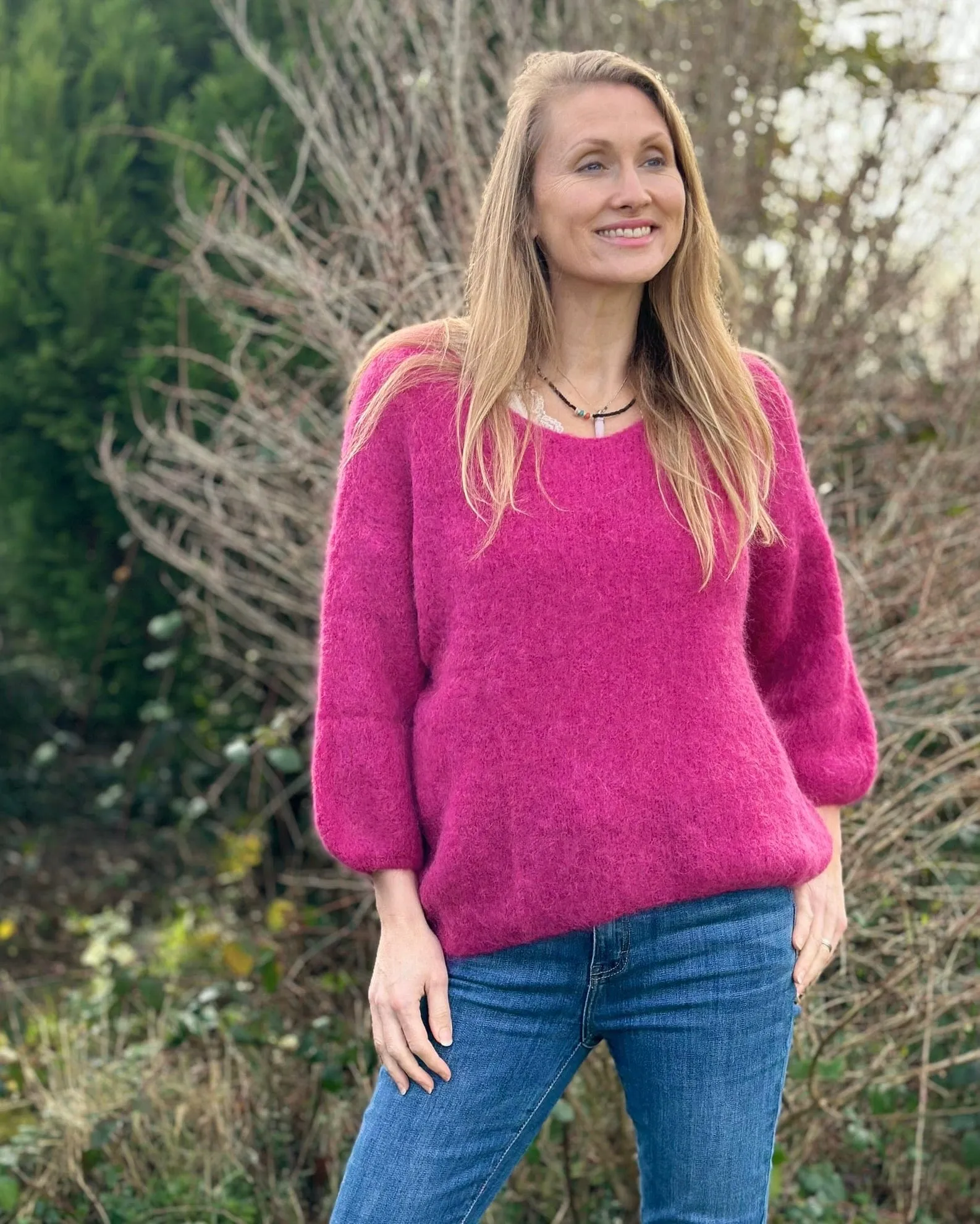 Soft Knit Alpaca Jumper - Raspberry