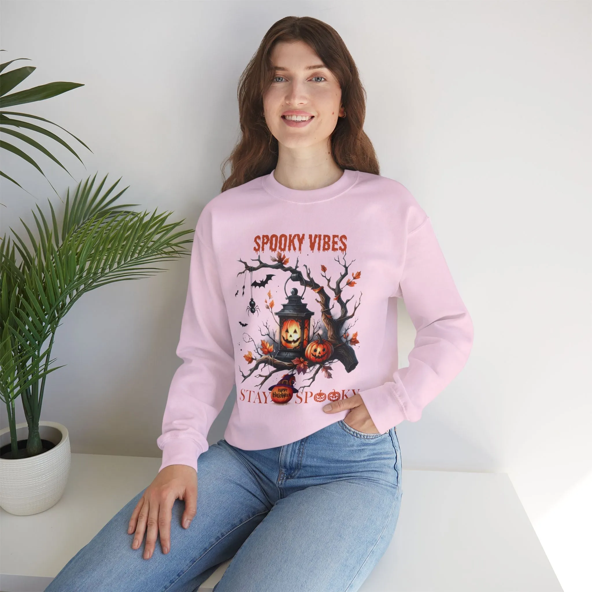 Spooky Vibes Halloween Sweatshirt, Happy Halloween Sweatshirt - Unisex Heavy Blend Crewneck, Halloween Sweatshirt, Cute Spooky Ghost sweatshirt.