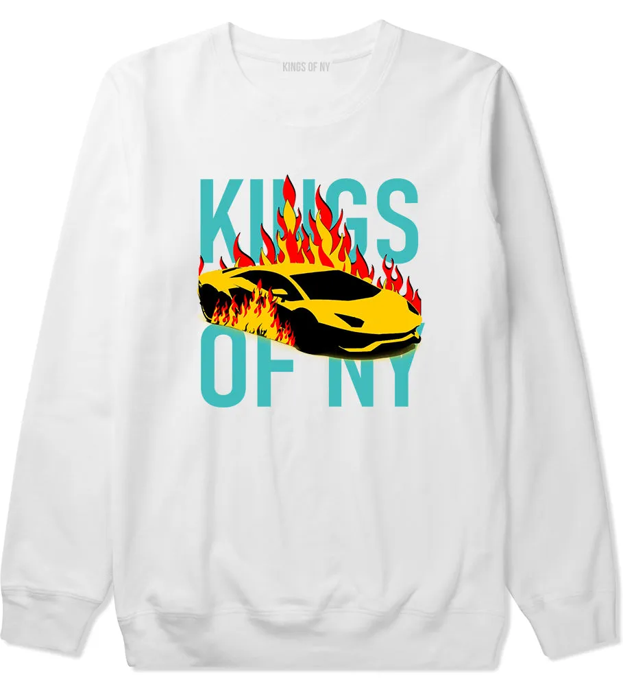 Sports Car In Flames Mens Crewneck Sweatshirt