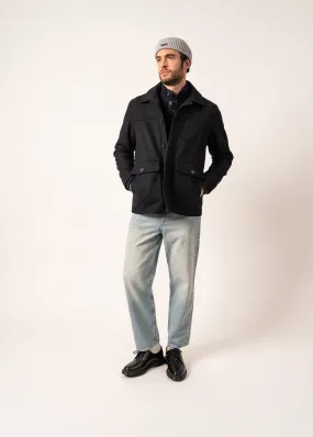 St Samuel Worker-style Jacket - in wool fabric (NAVY)