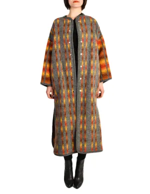 Stephen Burrows Vintage Felted Wool Grey Op Art Blanket Coat