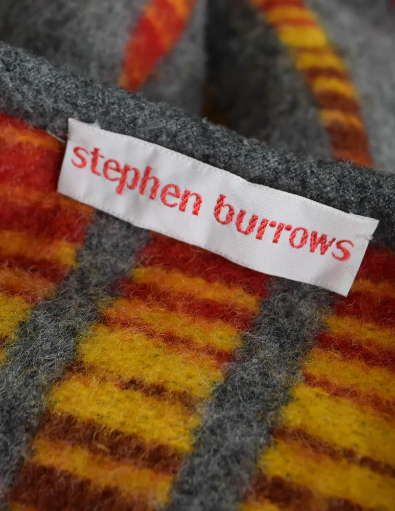 Stephen Burrows Vintage Felted Wool Grey Op Art Blanket Coat