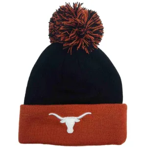 Texas Longhorns TOW YOUTH Black Orange Knit Cuffed Poofball Beanie Hat Cap