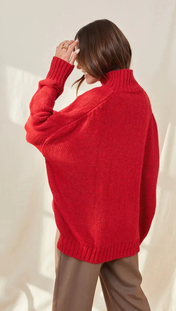 The Margot Sweater by Charli London - Apple Red