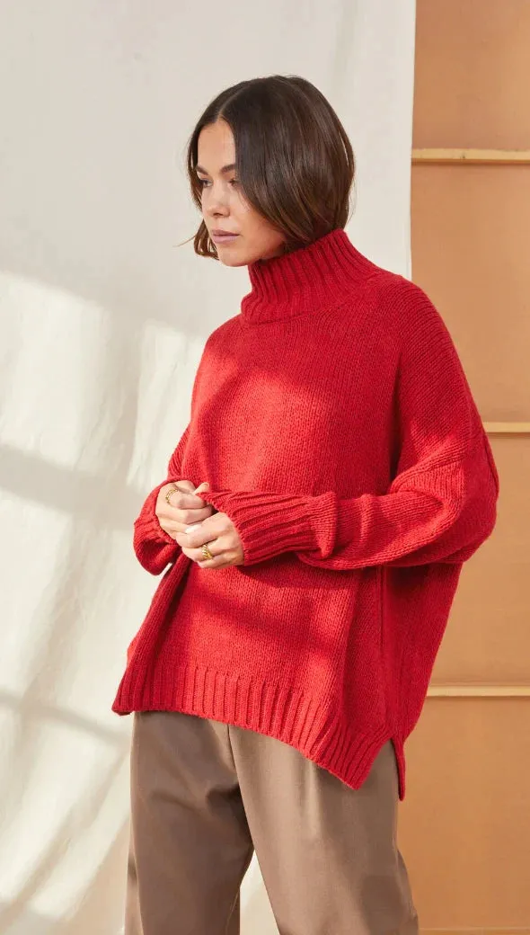 The Margot Sweater by Charli London - Apple Red