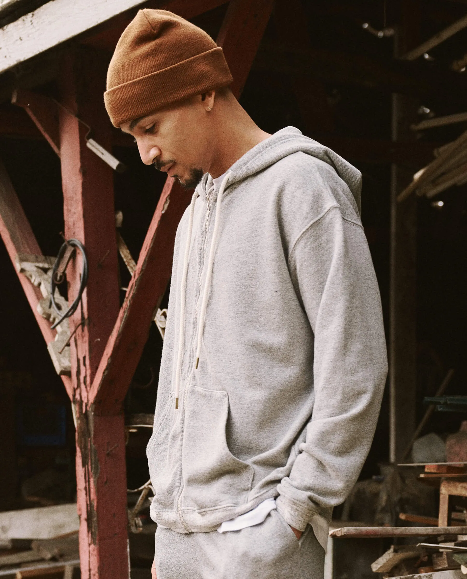 The Men's Zip Up Hoodie. -- Varsity Grey