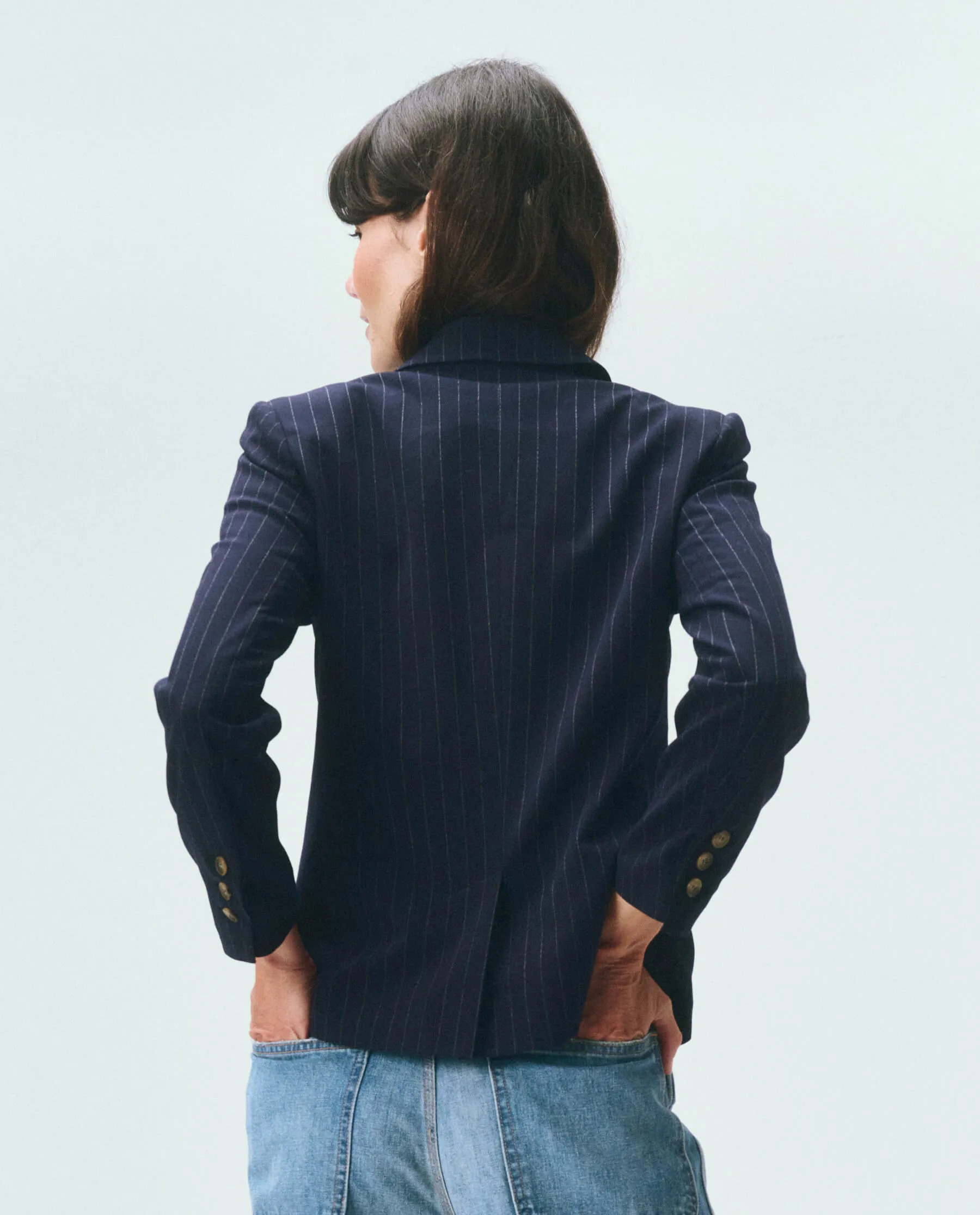 The Shrunken Blazer. -- Navy Pin Stripe