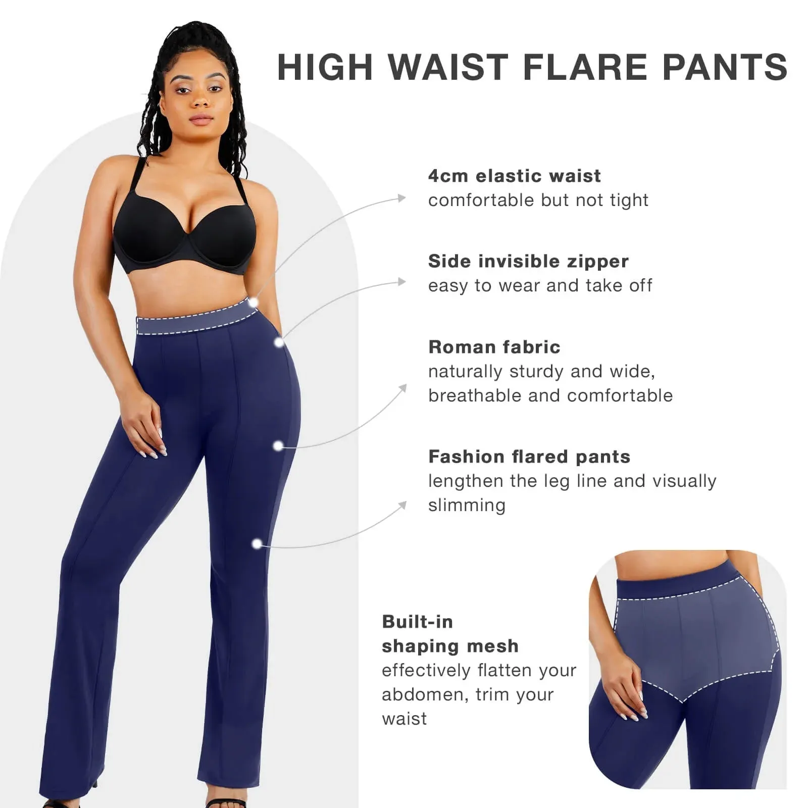 Theresa - High Waist Built-in Shaping Short Flare Broek