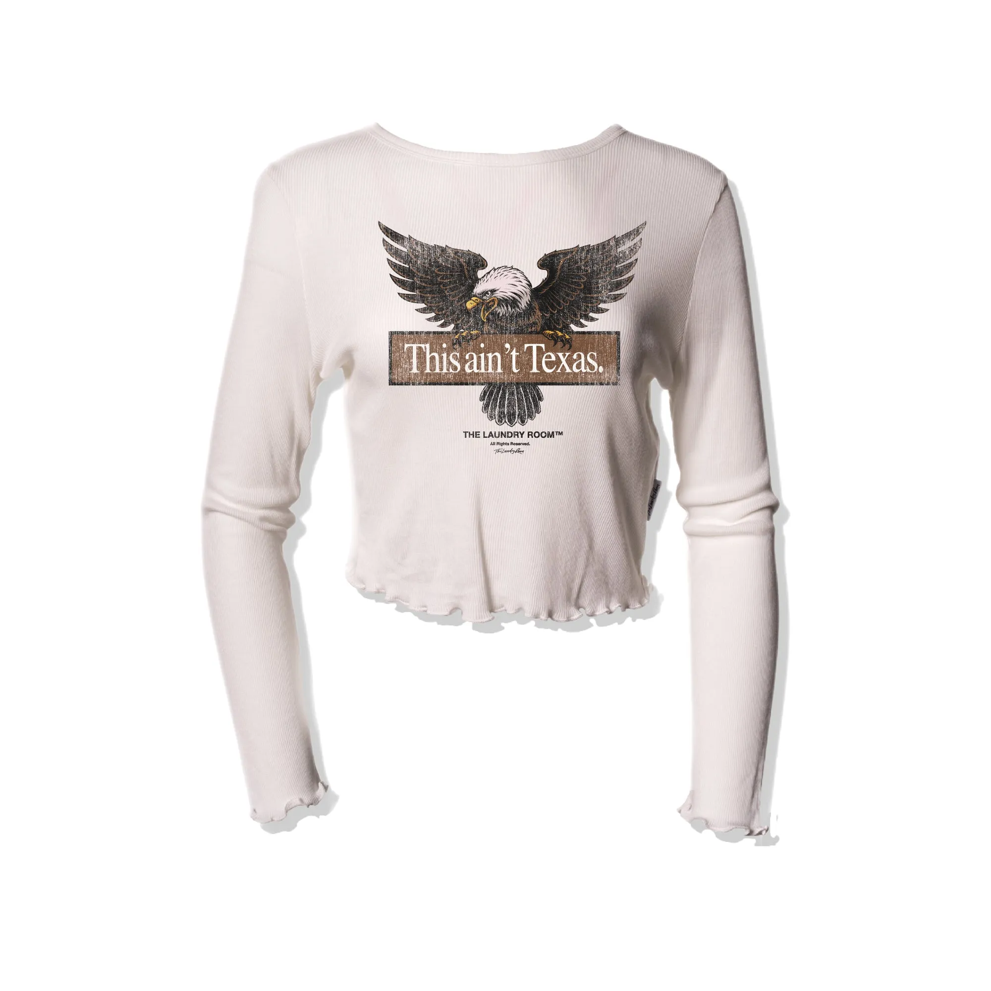 This Ain'T Texas Eagle - Long Sleeve Ribbed Tee - White