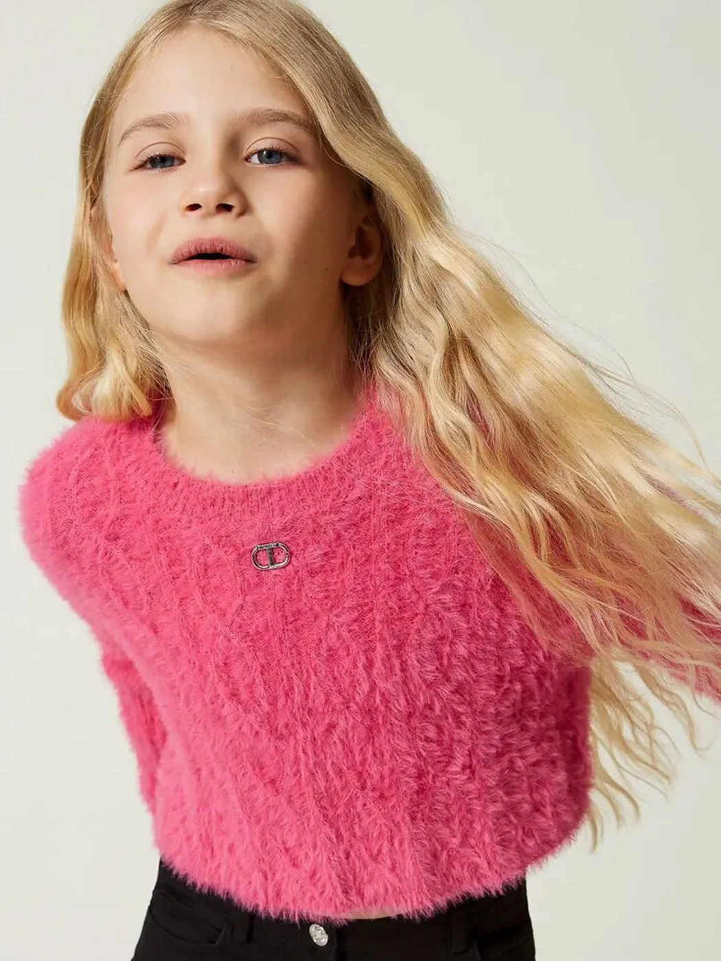 TWINSET Girl's knit jumper - 232GJ3651 Fuchsia