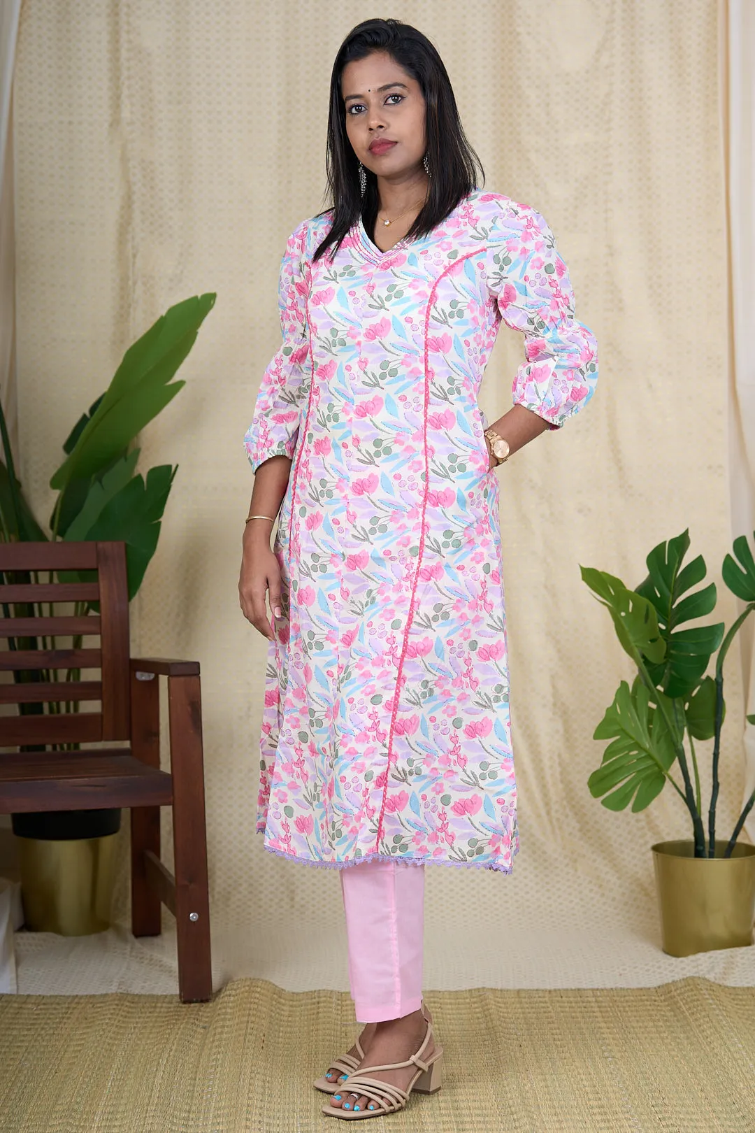 Two Piece Suit for Ladies - Cotton Salwar Kameez Set