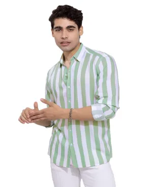 U-TURN Casual Shirt for Men|| Shirt for Men|| Men Stylish Shirt || Men Printed Striped Shirt (LightGreen; Large)