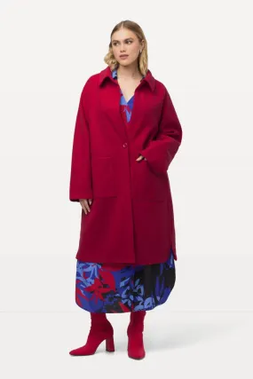 Ulla Popken Brushed Wool Coat in Red