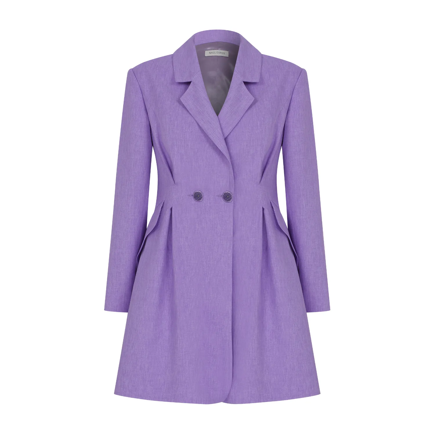 Valerie Shoulder-Padded Blazer Dress in Mauve Mist