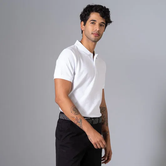 Vanilla Frost White Cotton Polo T-Shirt