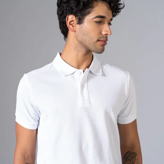 Vanilla Frost White Cotton Polo T-Shirt