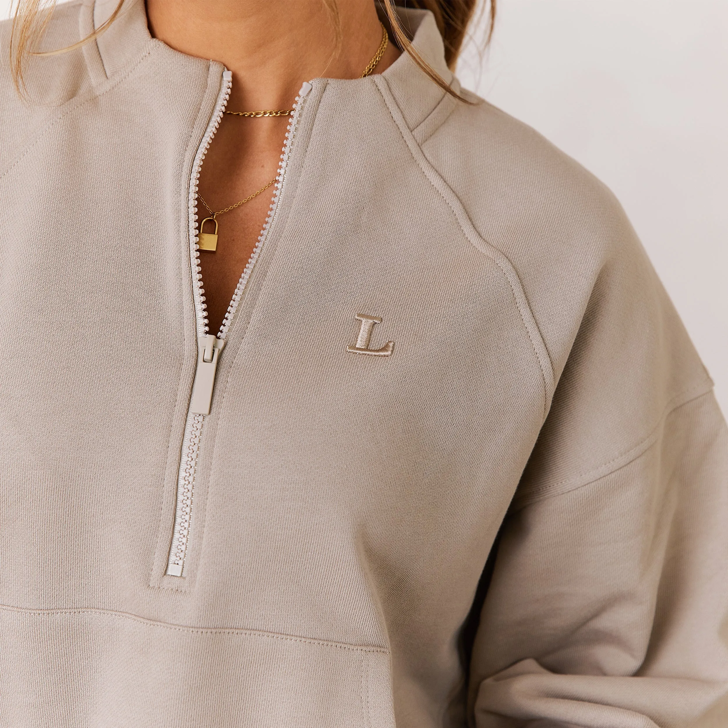 Varsity Quarter Zip Jumper - Oat